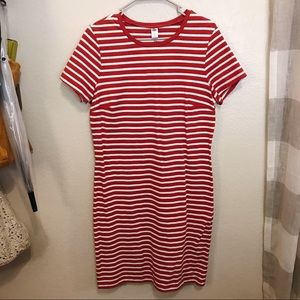 Red White Striped Pencil Dress